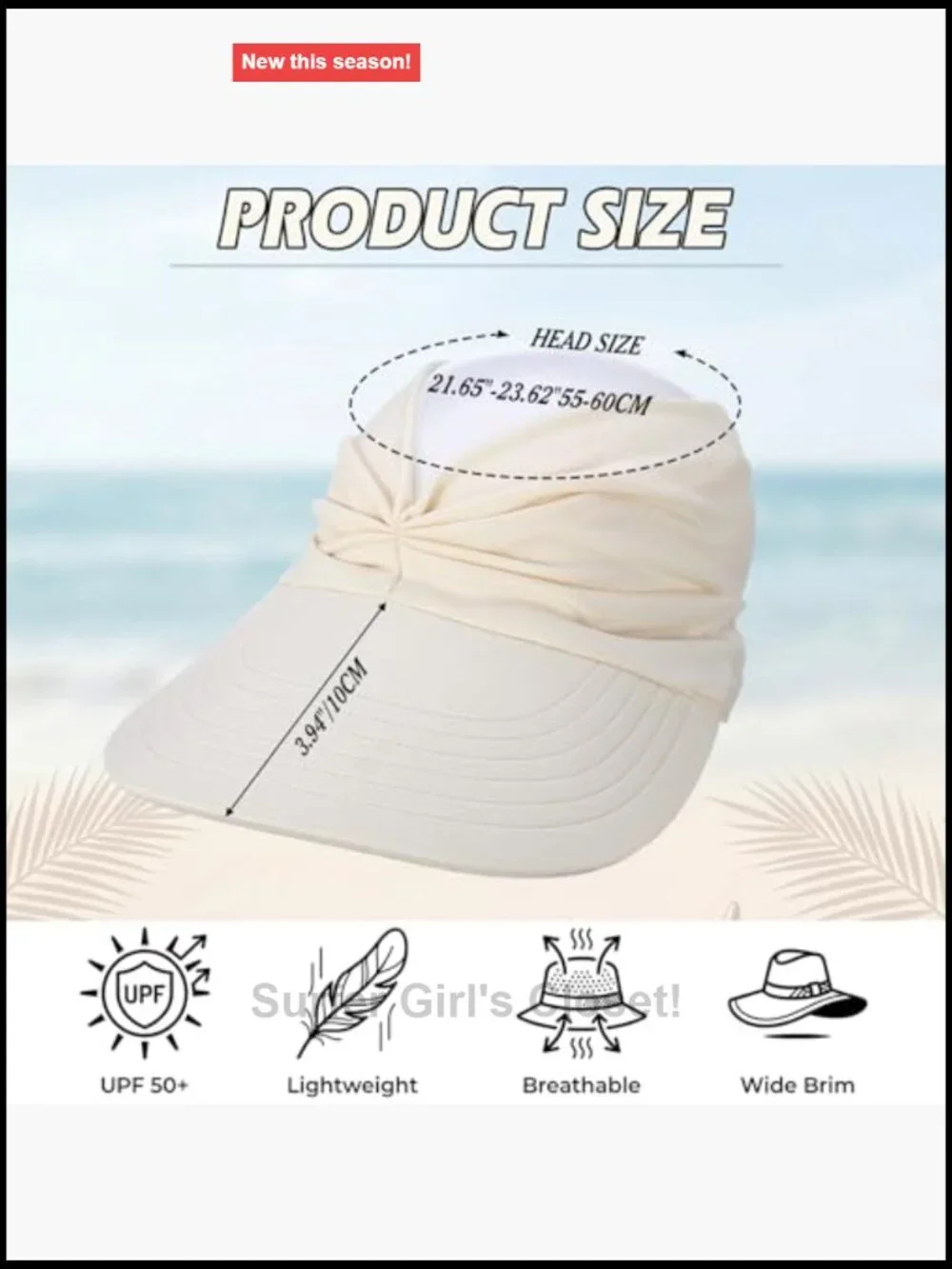 3 Pack Wide Brim Sun Visor Hats with UPF50+ Ponytail Hole Adjustable Sport Cap